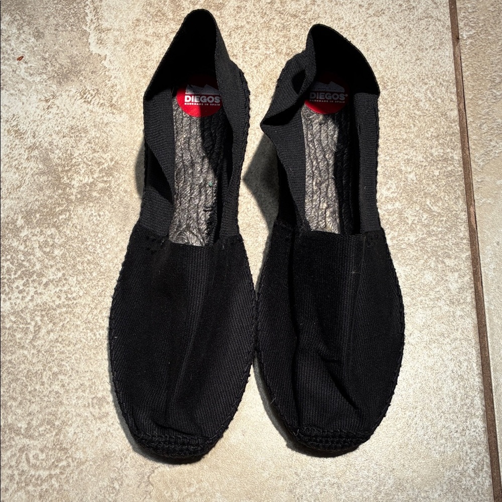 DIEGOS Black Woven Slip-On Espadrille with Red Logo Insole